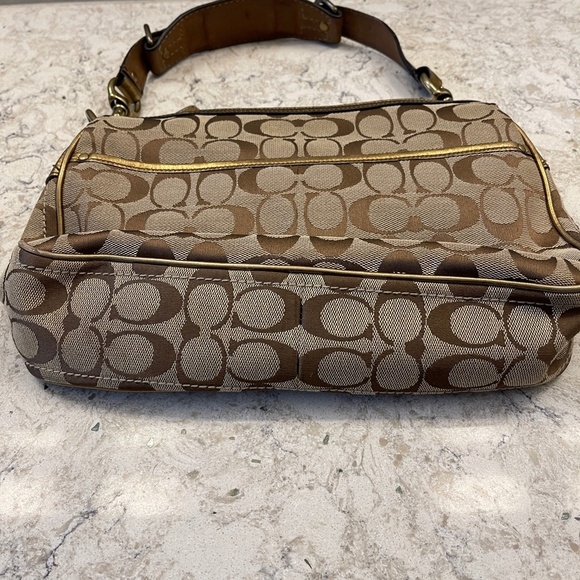 Vintage  Rare Coach Handbag purse with gold and signature khaki "C" - Picture 9 of 13